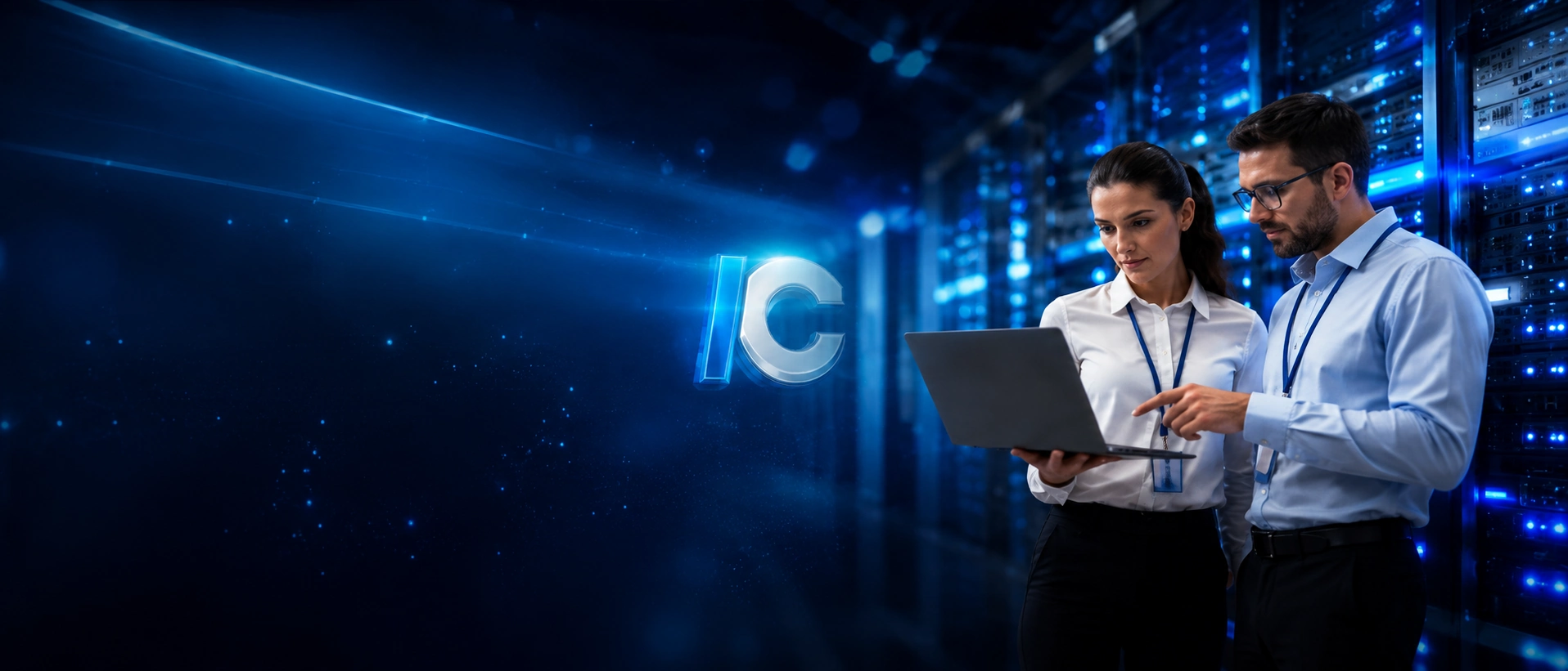 Equipe de tecnologia em ambiente de servidores